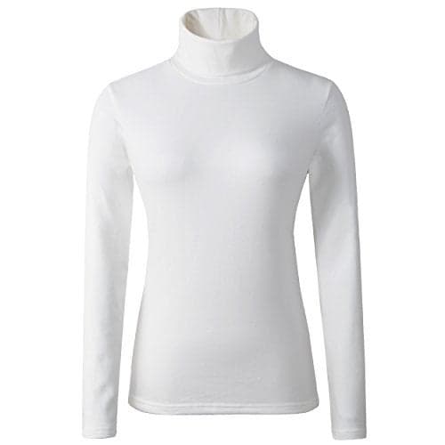 HieasyFit Women's Cotton Turtleneck Top Basic Layering Thermal Underwear Ivory XXL