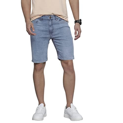 The Indian Garage Co Men Slim Fit Solid Mid-Rise Denim Shorts