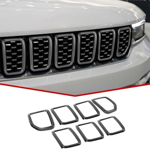 JeCar Front Grille Insert Grill Trim Covers Exterior Accessories Compatible with Jeep Grand Cherokee 2021-2024, Carbon Fiber Finish