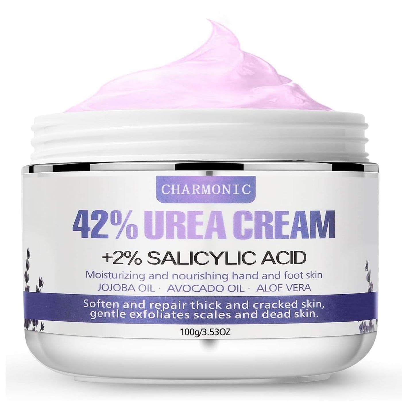 Urea Cream 42% Plus Salicylic Acid 2%, Lavender Foot Cream for Dry Cracked Heels Treatment Knees Elbows Hands Repair Treatment, Callus Remover for Feet, Foot Lotion for Dry Cracked Feet