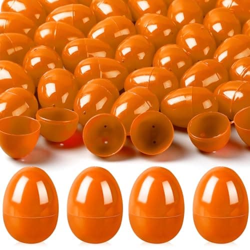 kymqlyw 100 Pcs Easter Eggs Plastic Fillable Easter Eggs Bulk Empty Blank for Easter Basket Stuffers Fillers Easter Theme Party Favor Easter Hunt Stuffers Classroom Prize Orange
