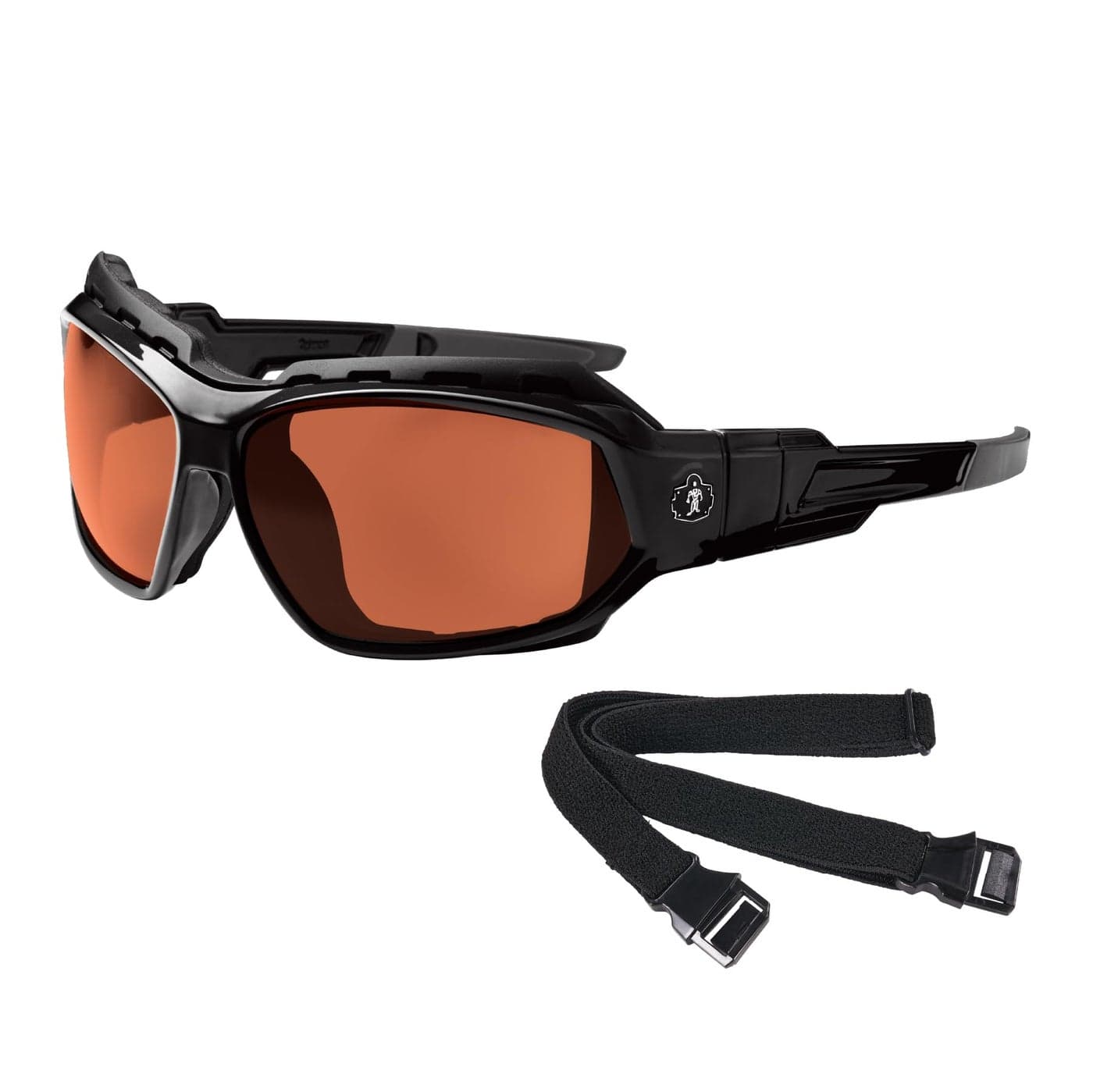 Ergodyne Skullerz Loki Convertible Safety Spoggles Glasses, Polarized Copper Lens-Includes Gasket and Strap to Convert to Goggle