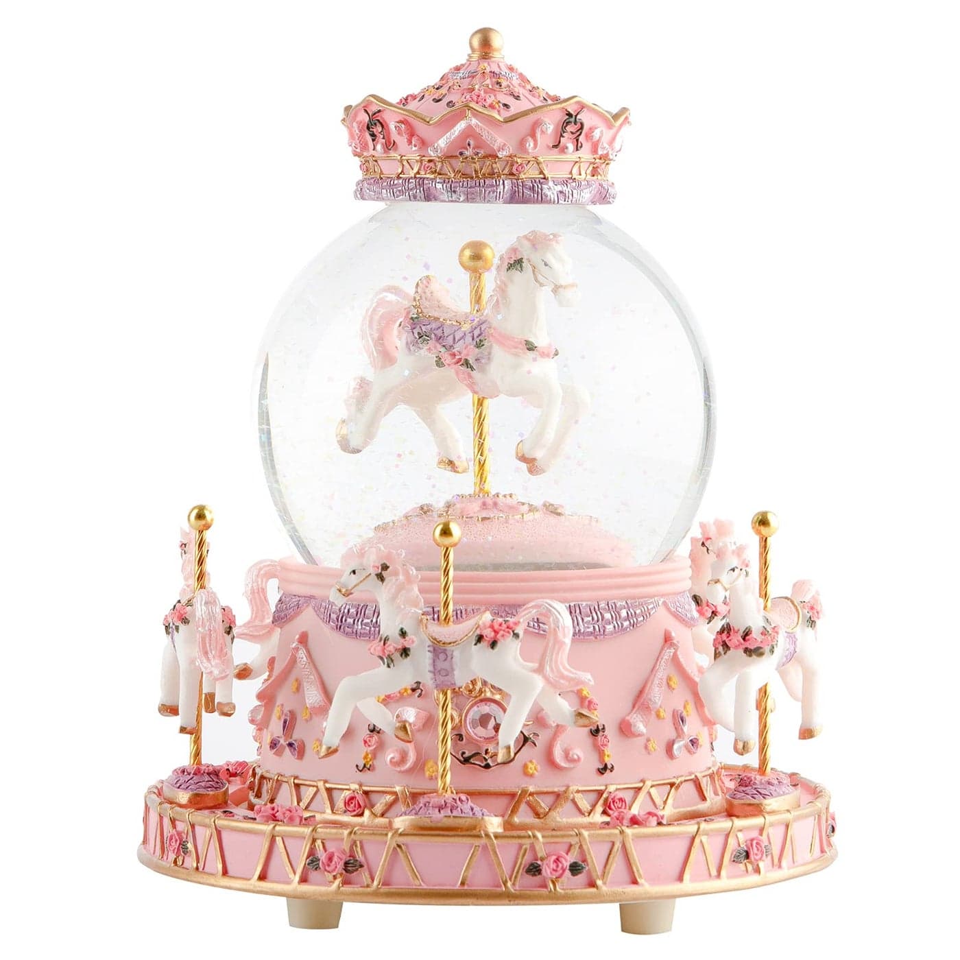 Musfunny Carousel Snow Globe Music Box Crystal Ball Music Boxes with Color Changing LED Lights Musical Horses Gifts for Girls Women Daughter Mothers Day Christmas Birthday