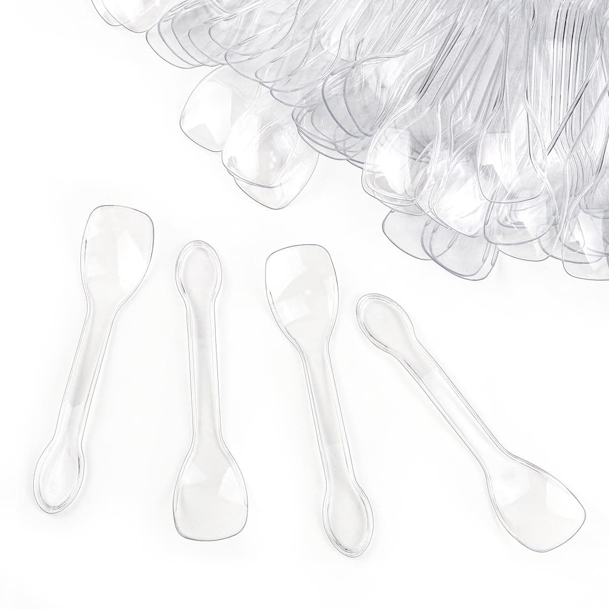 yuntop 100PCS Tasting Spoons Ice Cream Dessert Taster Spoons Plastic Mini Spoons Disposable Dessert Spoons for Miniature Dessert Cups Sampling Small Catering Supplies Tasting Party Clear