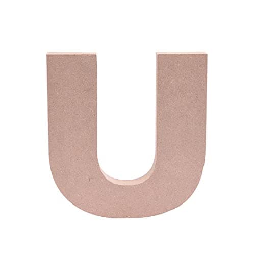Little Birdie MDF Alphabet - U, 5.6inch X 6inch | Big Size MDF Alphabets for Art and Craft | MDF Cutouts for Lippan Art, Resin Art, Wall Decoration, DIY Craft, Painting | MDF Wooden Alphabet Letters