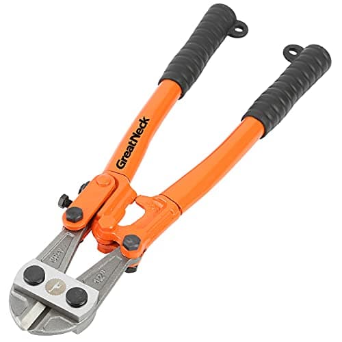 GreatNeck BC12 Bolt Cutter 12", Bolt Cutters Heavy Duty for Locks, Sheet Metal, Chain, and Wire, Non-Slip Grip, Drop Forged Hardened Alloy Steel Jaws
