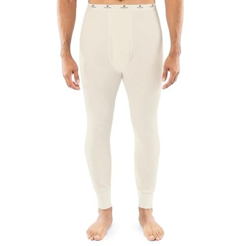 Indera Men's Heavyweight Cotton Waffle Long Johns Thermal Underwear Bottom, Natural, Small