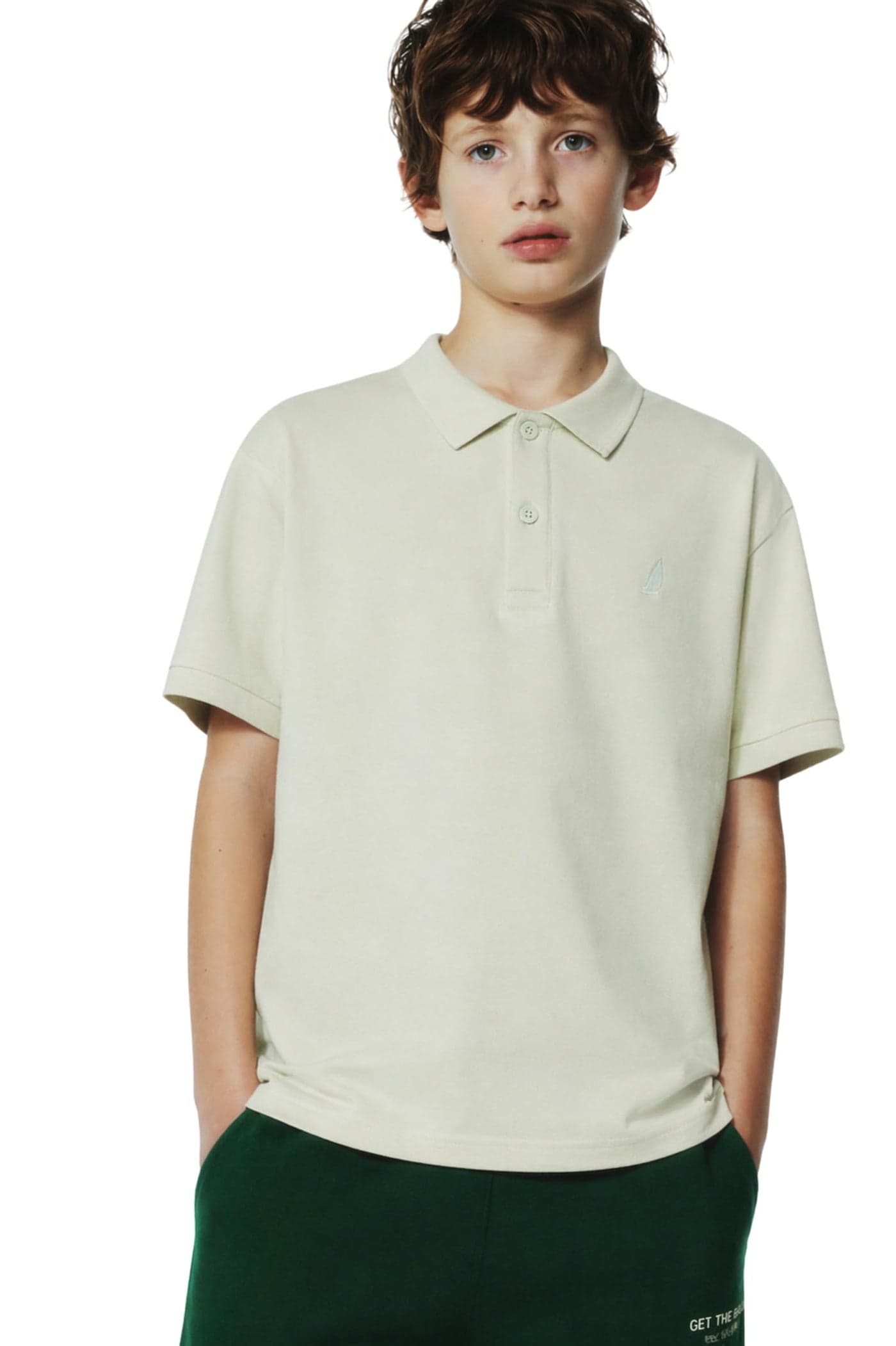 Alan Jones Clothing Boys Regular Fit Cotton Polo T-Shirt | Embroidery Detail | Short Sleeves | Ribbed Hems | Ages 6–16 Years (Khaki_8-9 Years)