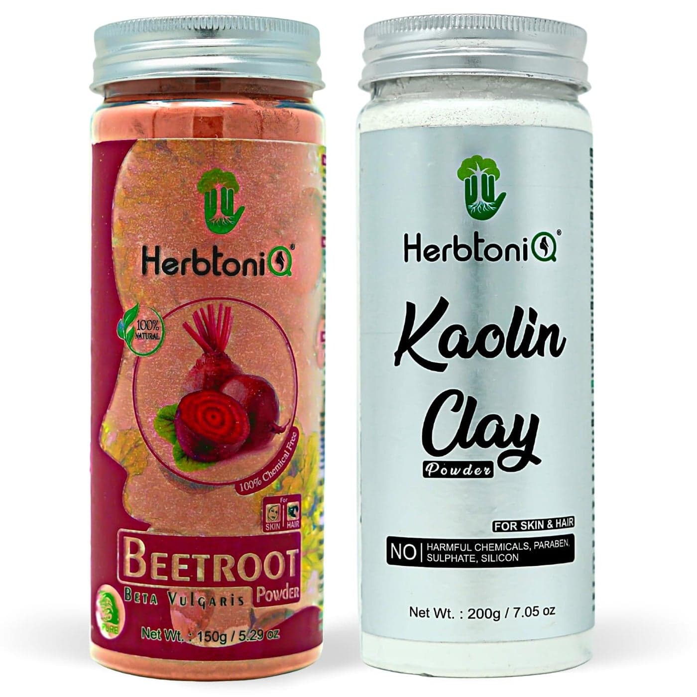 HerbtoniQ Beetroot Powder and Kaolin Clay for Face Pack Hair Pack for Radiant Skin Lustrous Hair 100 Natural Organic Unisex 350g