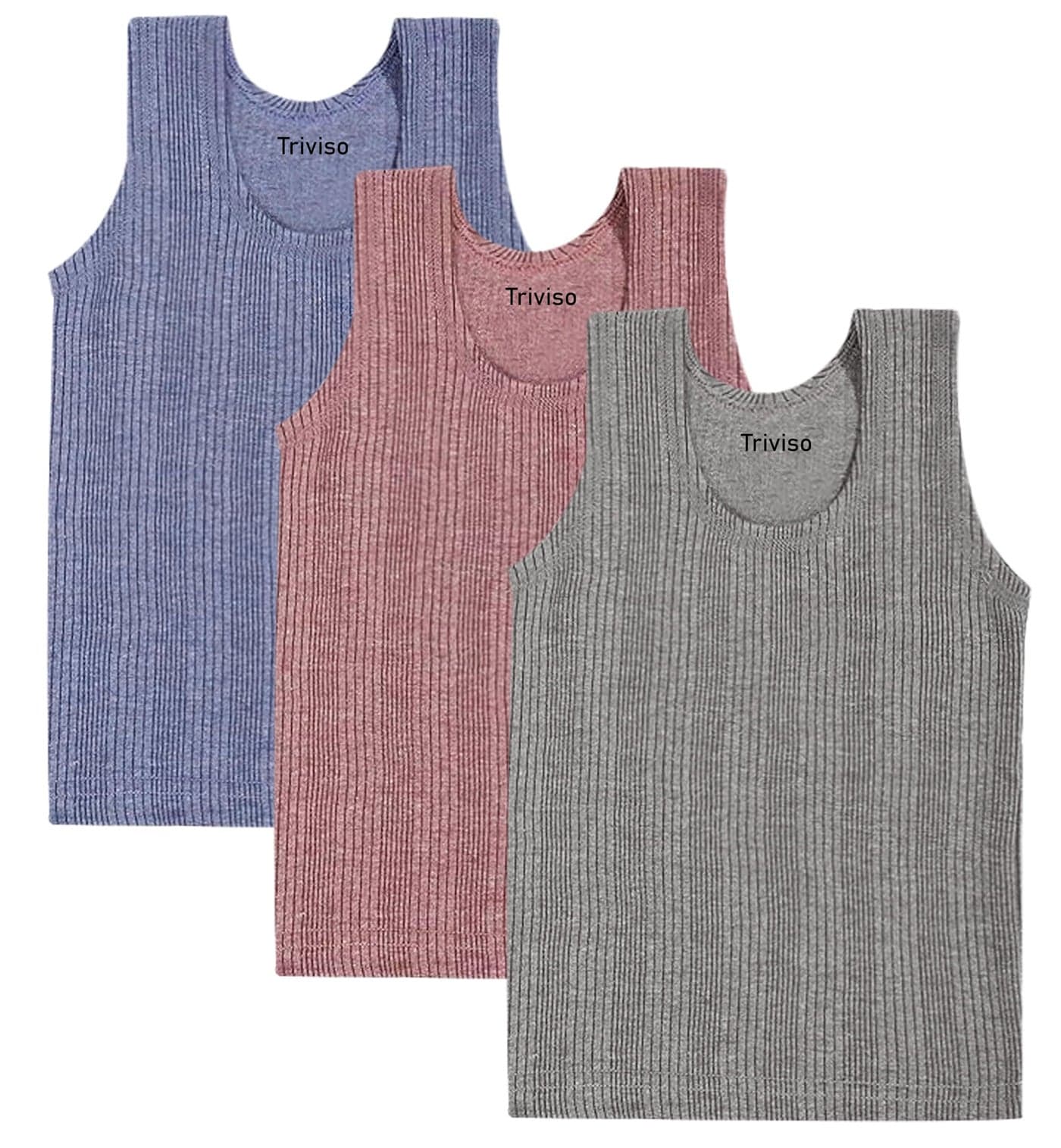 Triviso Kid Boys Kid Girls Unisex Winter wear Thermal Vest Thermal Top Quilted Thermal Inner Body warmar Thermal Sleeveless Baniyan for Kids Pack of 3 Multicolour
