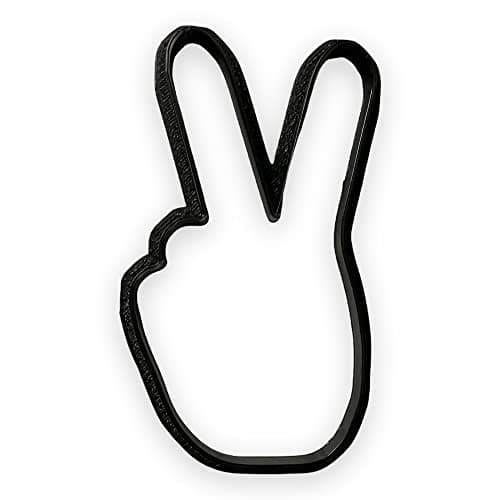 Peace Sign Fingers Cookie Cutter with Easy Push Design (4 inch)