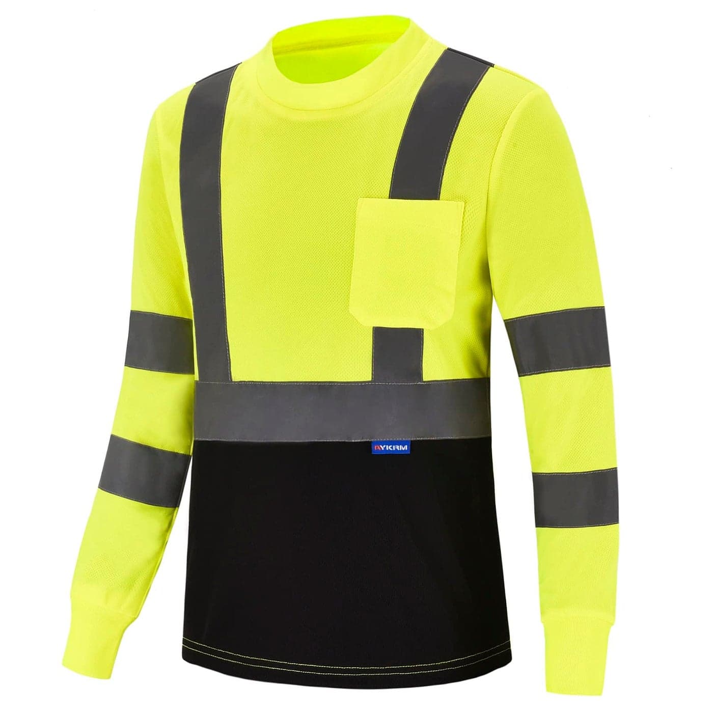 AYKRM hi viz Shirts for Men Long Sleeve Safety T Shirt Reflective High Visibility hi vis Long Sleeve T Shirt Safety Shirts Yellow M
