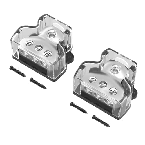 RVBOATPAT 3 Way Power Distribution Block Car Audio Splitter 1 x 0 Gauge in / 3 x 4 Gauge Out Ground Distribution Block Amp for Automotive Car Boat 2 Pack