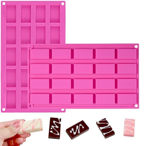 Sakolla 2 Pack Chocolate Bars Silicone Molds Rectangles Candy Bars Molds Making ChocolateRice Crispy Pops Caramels Dessert Energy Bar and Soap