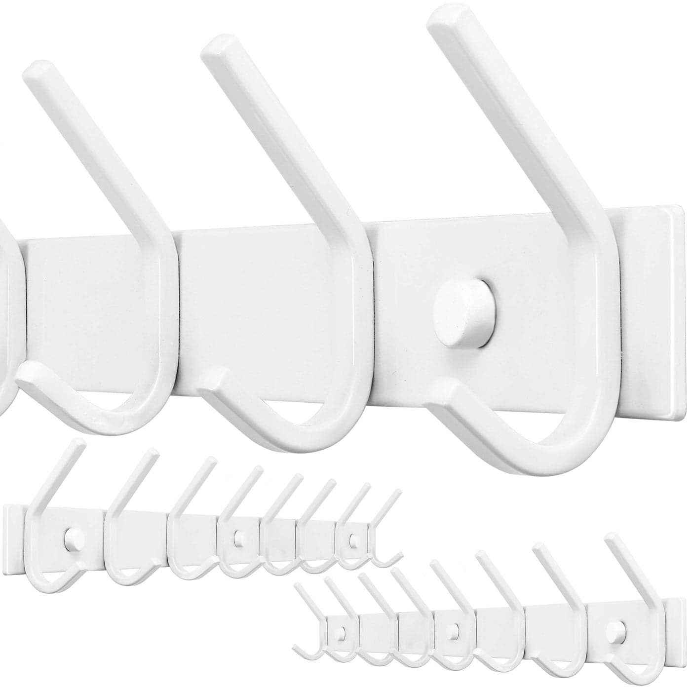 WEBI Coat Rack Wall Mount8 Hooks24 Long Coat Hooks Wall MountedCoat Hanger WallHook RackJacket Hooks for Hanging CoatsHatClothesWhite2 Packs