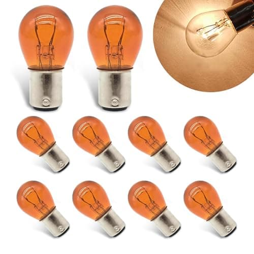 Zikefest 10PCS 1157 Bulb Tail High and Low Brake Light Bulb P215W S25 2057 2357 7528 BAY15D Light Bulb Turn Signal Light Bulb Replacement Universal Halogen Brake Tail Light Parking Light Amber