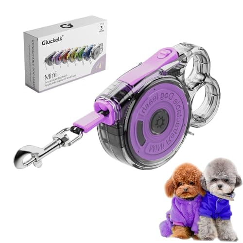 Gluckelk 10ft Retractable Dog Leash for Small Dogs, Puppies, and Cats, 360° Tangle-Free, One-Handed Brake, Applicable to Pets of Small Size