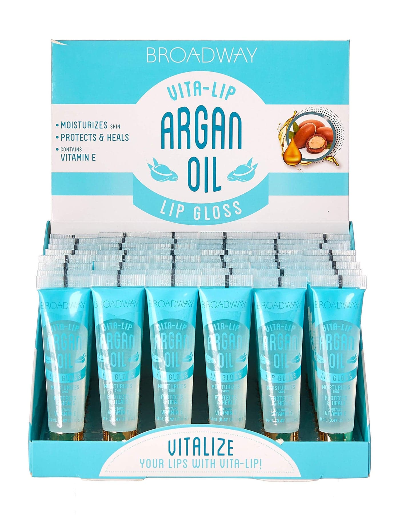 Ruby Kisses Broadway VitaLip Clear Lip Gloss Argan Oil 48 Pack UltraHydrating Soothing Formula with MultiVitamin Oils HighShine NonSticky Finish Protecting Glossy Lip Balm With Vitamin E