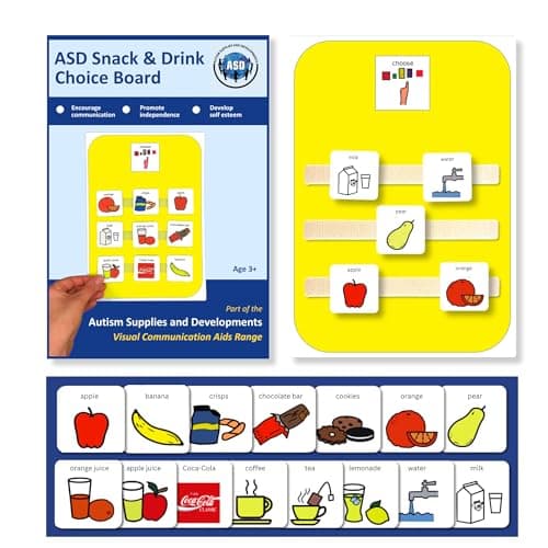 Snack Choice Board Premium Durable Plastic Visual Schedule for Kids 16 x Autism Communication Cards Nonverbal Special Education Classroom Must Haves English