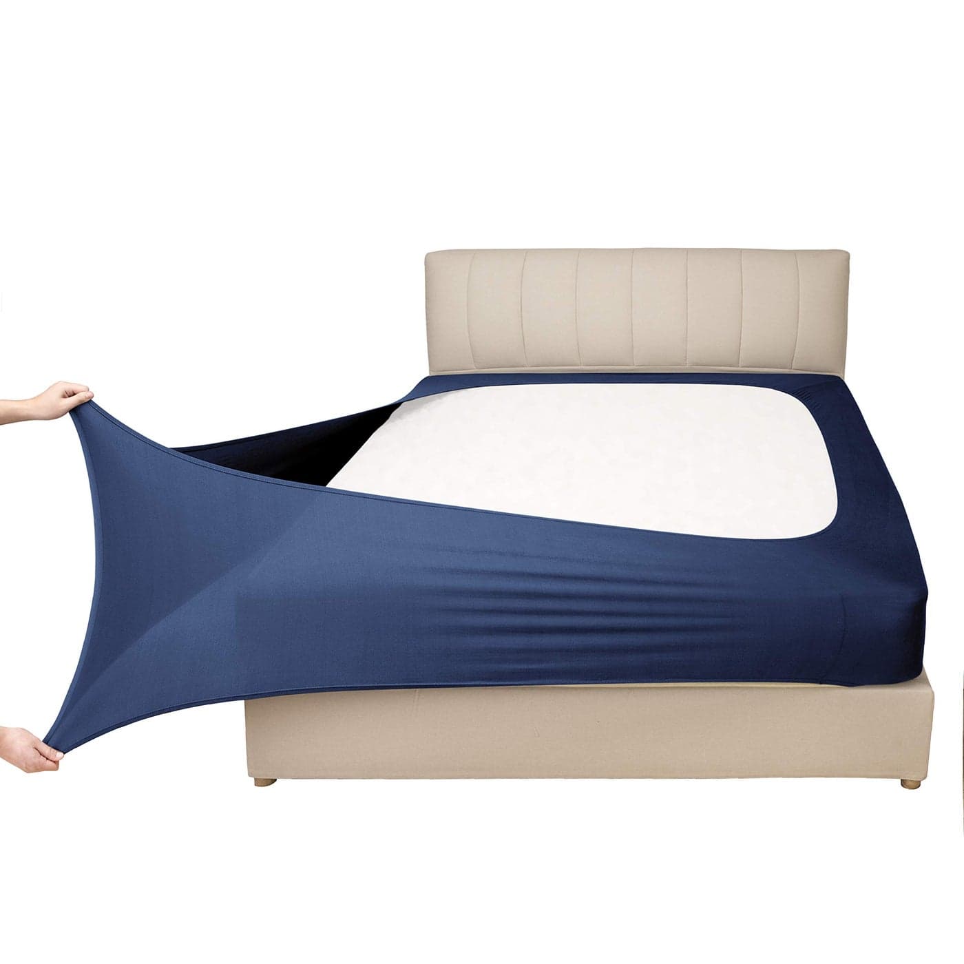 Mrs Awesome Stretch Jersey Box Spring Cover Wrap Around Bed Skirt Alternative Ultra Soft Wrinkle Resistant TwinTwin XL Navy