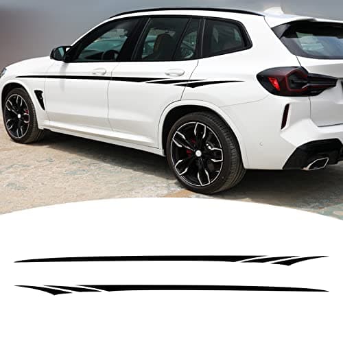 Bilisin BI010 Sports Racing Graphic for CarsVinyl Car Body Side Stripe Stickers Stylish Car Decal for All Car Truck SUV OffRoad Vehicles Black