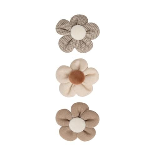 Radhu & Kabby Flower Hair Clips for Women | Neutral Tones | Strong Hold Alligator Clips | Stylish Hair Accessories | Elegant Checkered & Solid Designs for All Occasions | 3 Pcs
