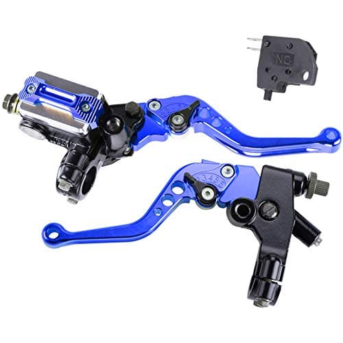 MRELC Universal Motorcycle 7/8" 22mm Handlebar Brake Master Cylinder Clutch Lever CNC Left & Right Set Compatible with Harley Honda Kawasaki Suzuki Yamaha( Piston Diameter 12.7mm (Blue)