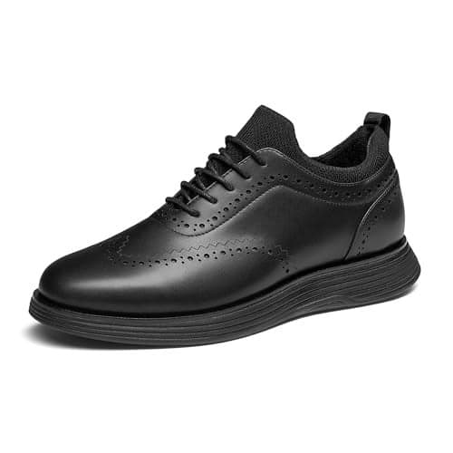 Bruno Marc Men's MaxFlex Dress Sneakers Oxfords Casual Wingtip Brogue Shoes,Size 8.5,All Black,SBOX2326M