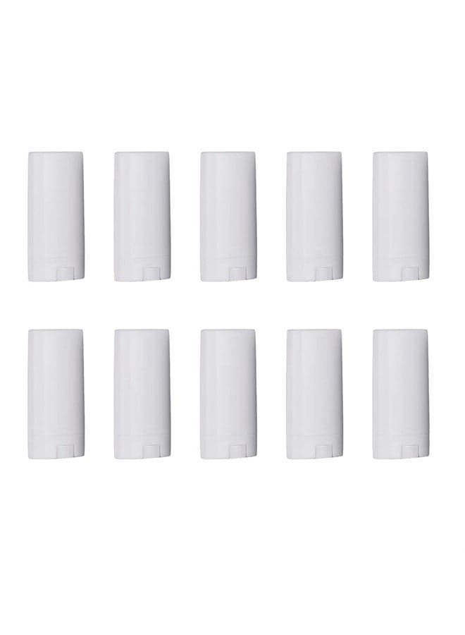 10 PCS Flat White Oval Deodorant Containers Twist-Up Lip Balm Tubes Plastic Lipstick Refills 15ml 15gram Empty Stick Tubes for DIY Deodorants Balm Lotion