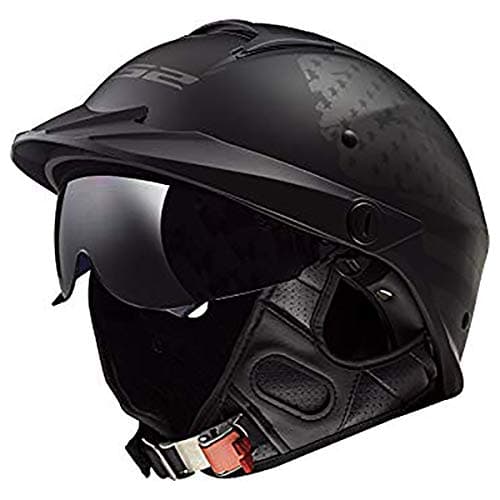 LS2 Helmets Rebellion Motorcycle Half Helmet 1812 Black Flag Medium