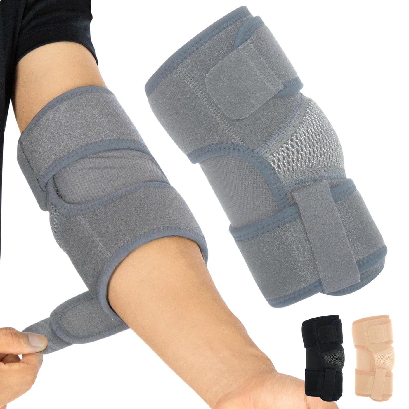 Vive Elbow Brace Tennis Compression Sleeve Wrap for Golfers Bursitis Left or Right Arm Tendonitis Support Strap for Golf Men and Women Epicondylitis and Sports Recovery Gray Standard