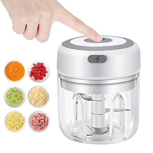 Electric Garlic Chopper, 250ML Vegetable Chopper, Food Chopper, USB Mini Garlic Mincer, Onion Chopper, Portable Small Food Processor for Ginger, Chili, Vegetables