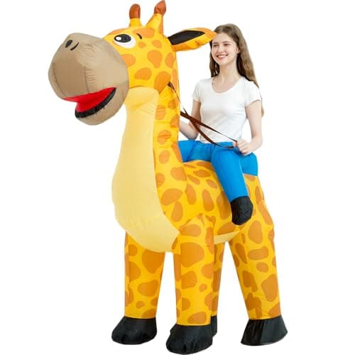 One Casa Inflatable Costume Adult,Blow Up Costumes,Ride On Giraffe Costume,Halloween Costumes for Men Women (63INCH)