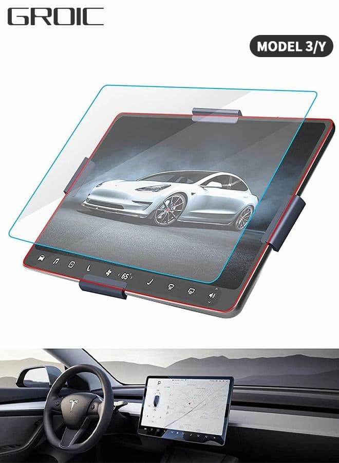 Model 3/Y Tempered Glass Screen Protector 15" Center Control Touchscreen Car Navigation Touch Screen Protector Tempered Glass Anti-Scratch and Shock Resistant for Model 3/Y