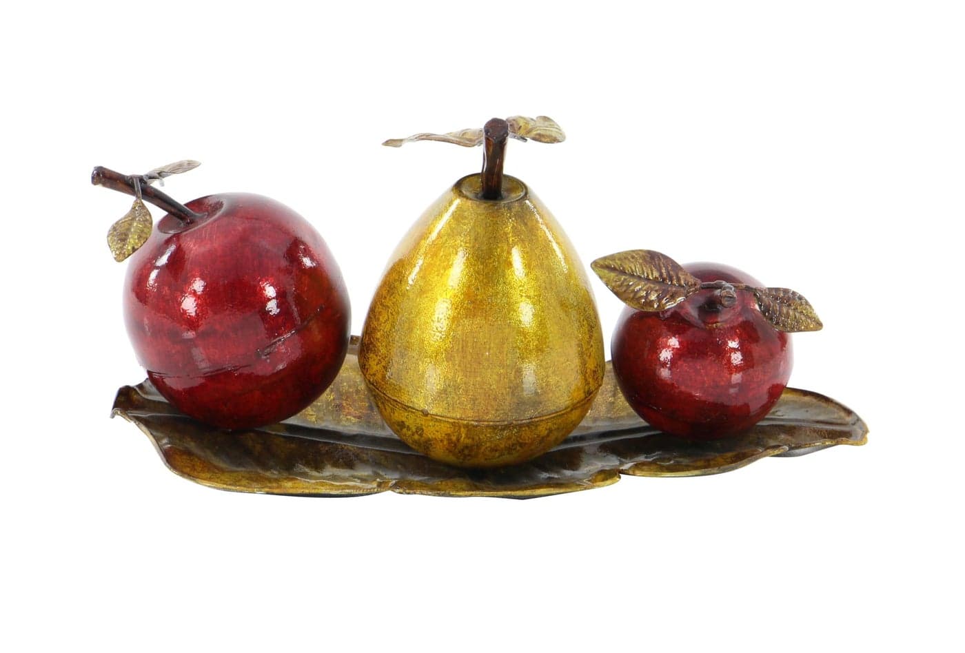 Deco 79 Metal Fruit Decorative Sculpture Decorative Home Decor Statue with Platter Accent Figurine 7 x 4 x 19 Red