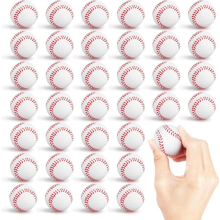 Baseball Stress Ball 25 Pack Mini Baseballs Small Foam Sports Ball Stress Relief Squeeze Toy for Kids Sports Birthday Party Supplies Classroom Goodie Bag Stuffers