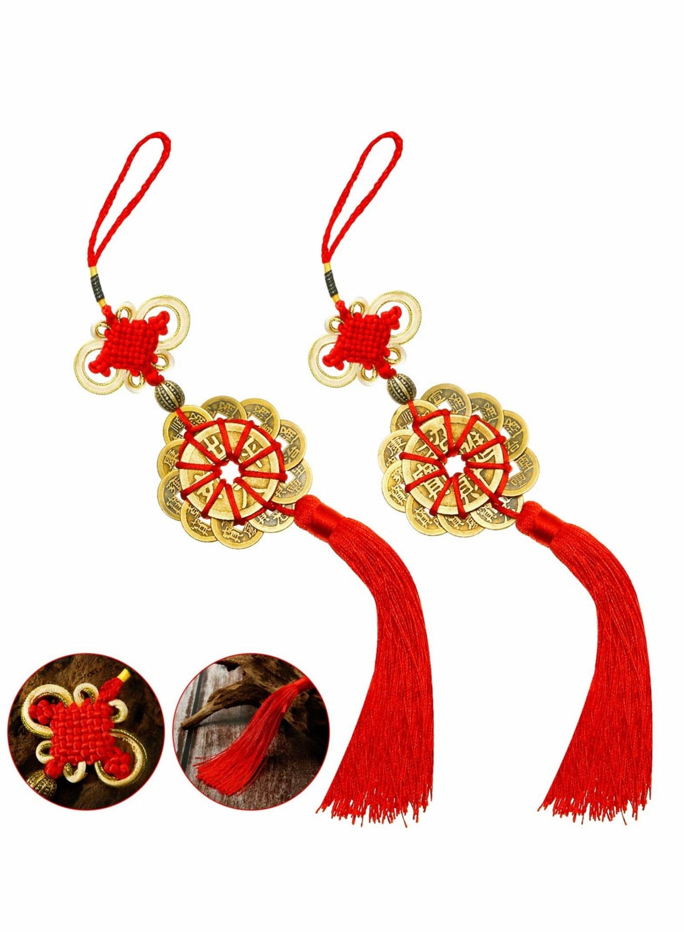 Chinese Lucky Coins, Brass Copper Coins for Lucky Wealth, Chinese New Year Keychain