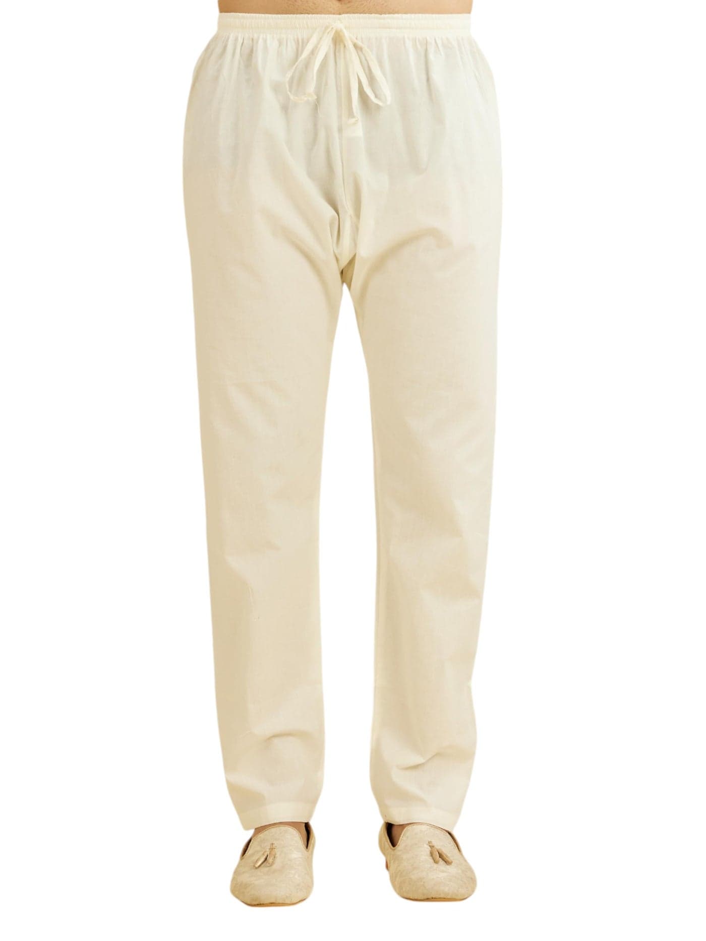 DIWAS BY MANYAVAR Men's Cotton Solid Pyjama (Cream,XL)