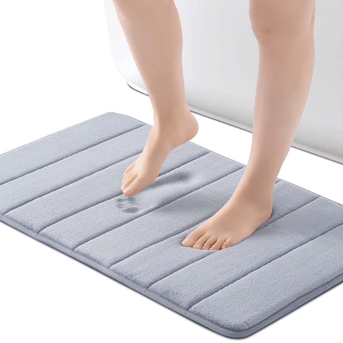 GOPAD Rectangular Memory Foam Water Absorbent Mats Bathroom Floor Door Mat Comfortable Washable Door Mat for Bedroom Living Room Office 1 Pcs 80 X 50 CmGrey