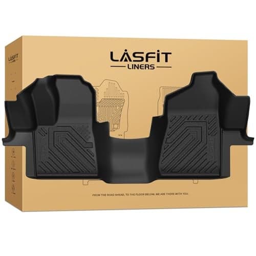 LASFIT Front Floor Mat for 2015-2021 Ford Transit 150/250/350/350HD Vinyl Floor Large Console(Not for Transit Connect Models) All Weather Protector TPE Car Floor Liner for Transit Vans, Black