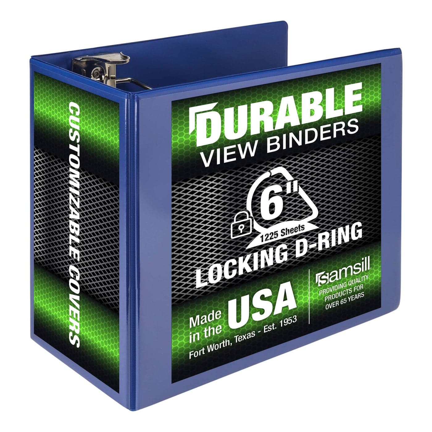 Samsill Durable 6 inch 3 Ring Binder Made in USA Locking D Ring FSC 100 Recycled Chipboard Blue