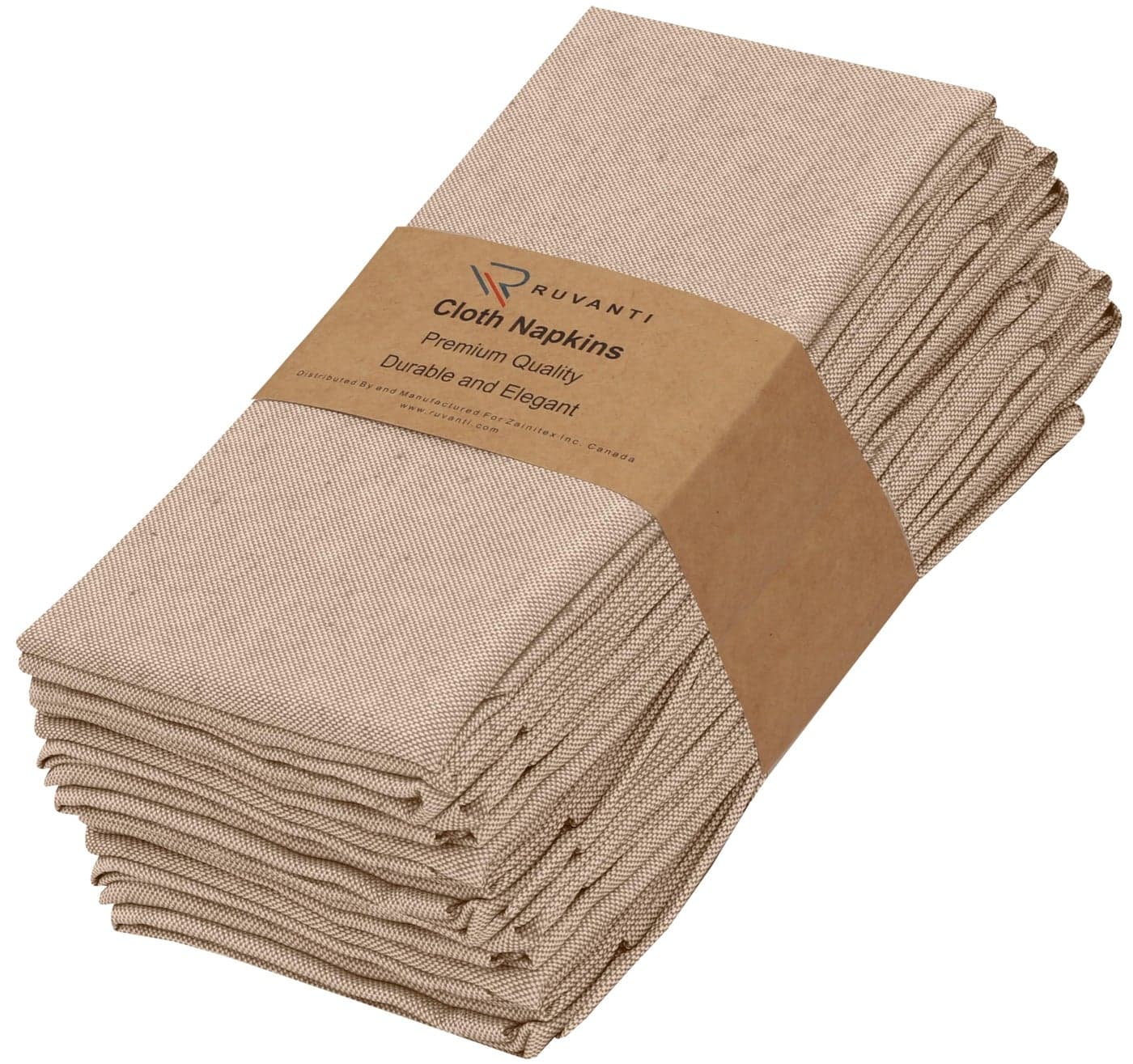 Ruvanti Cloth Napkins Set of 12 18x18 Reusable Napkins Cloth Washable Soft Durable Table Napkin Poly Cotton Fabric Dinner Napkins for Parties Christmas Thanksgiving Weddings Sand