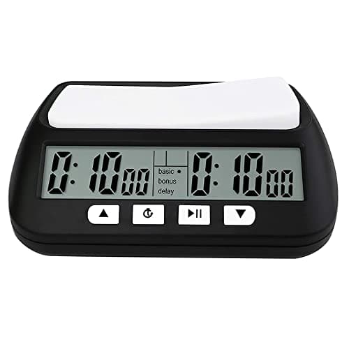 MOSTRUST Digital Chess Timer Professional for Board Games With Alarm 3in1 Multifunction Portable Clock 2 AA Battery Included Black