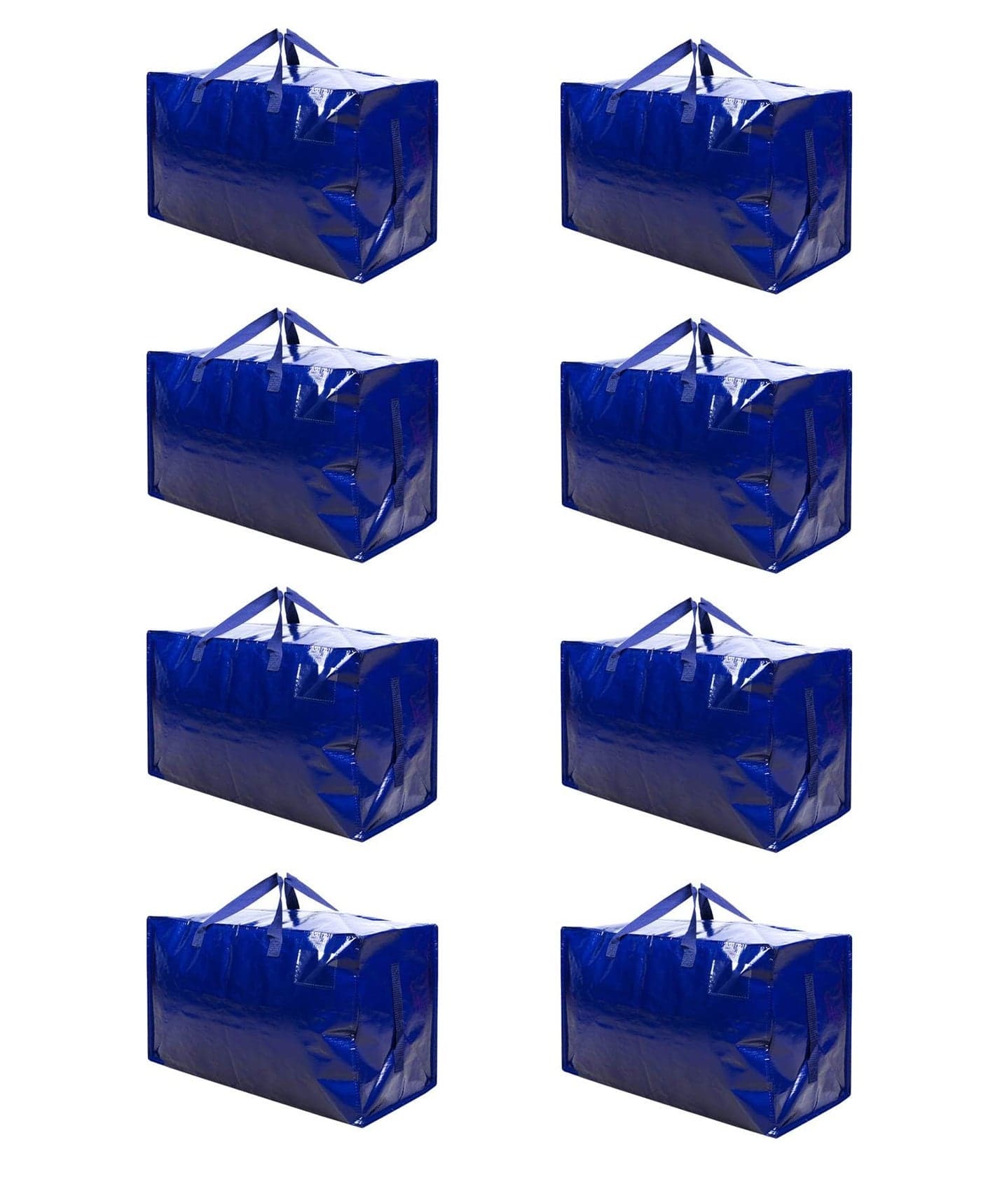 VENO 8 Pack Moving and Storage Bags Heavy Duty Alternative to Moving Boxes Large Packing Totes Supplies for College Dorm Room with Zipper for Clothes Wide Open Design Blue 8 Pack