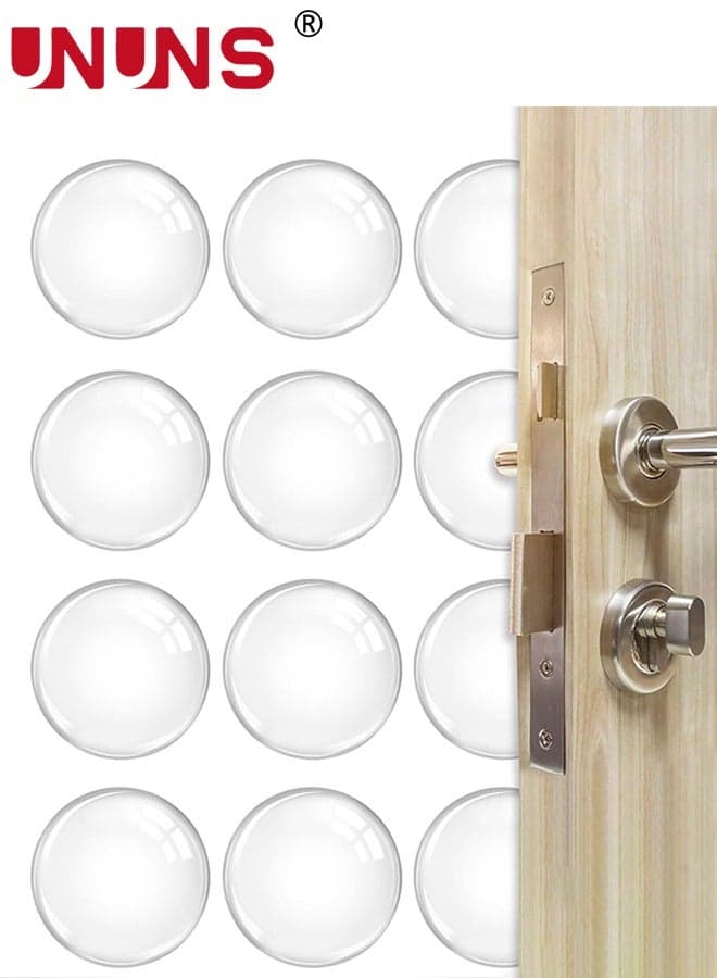 Door Stoppers Wall Protector,12PCS Self Adhesive Door Handle Wall Protector,2 Inch Round Clear Door Stops,Shock Absorbent Gel Wall Cushion For Door Knob,Quiet,Wall Shield Silencer
