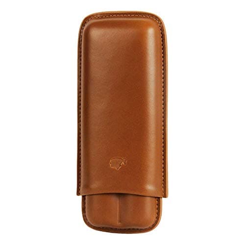 Cigar In Style Brown Leather 2 Ct Adjustable Cigar Case Travel Holder