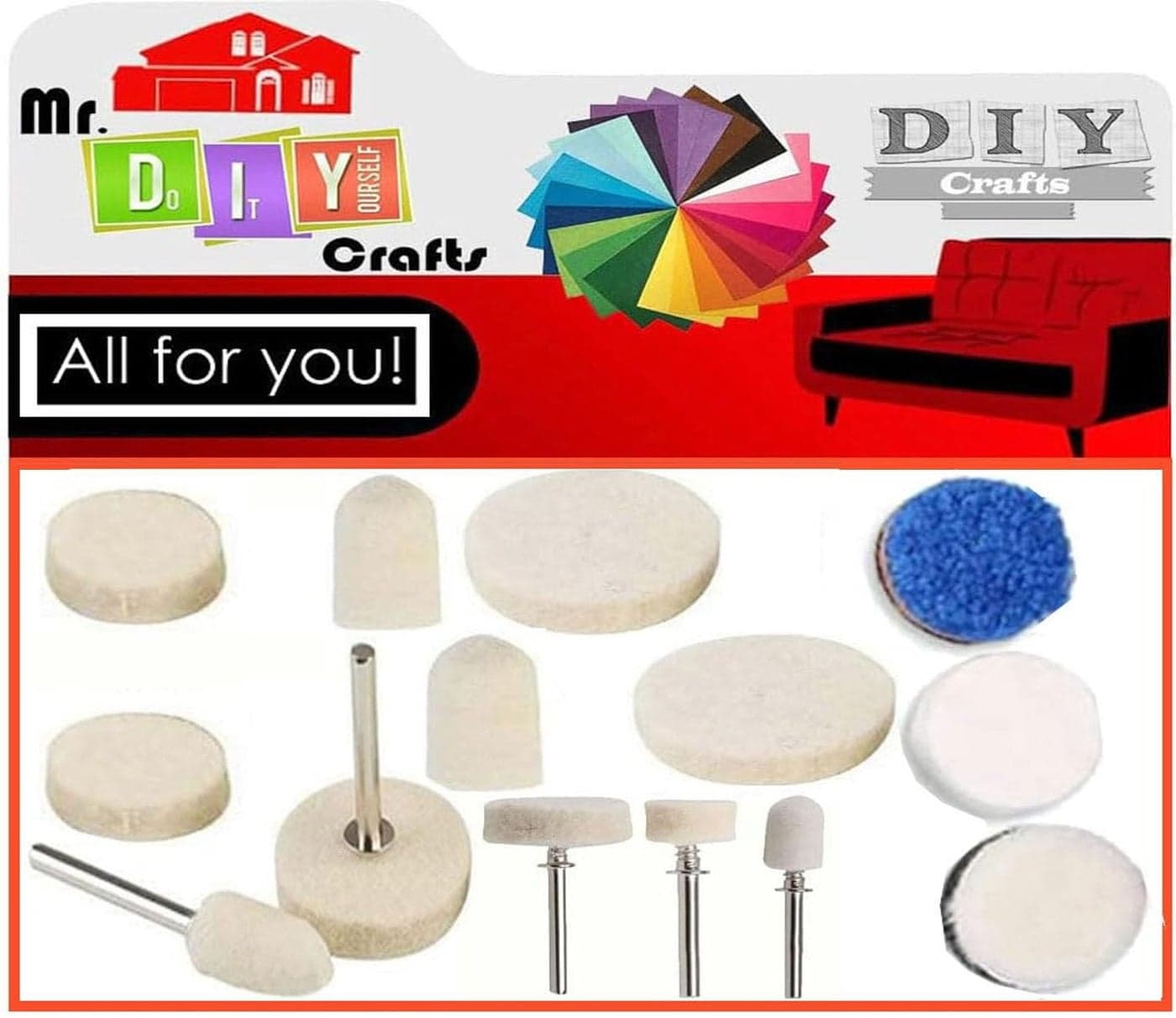 DIY Crafts 5 Pcs, Only 4 Type Felt Pad Cone 1 Mandrel, 4 Pcs, Only 4 Type Felt Pad Cone 1 Mandrel, Soft Felt Polishing Buffing Wheel Mop Pad Sha (5 Pcs, Only 4 Type Felt Pad Cone 1 Mandrel)