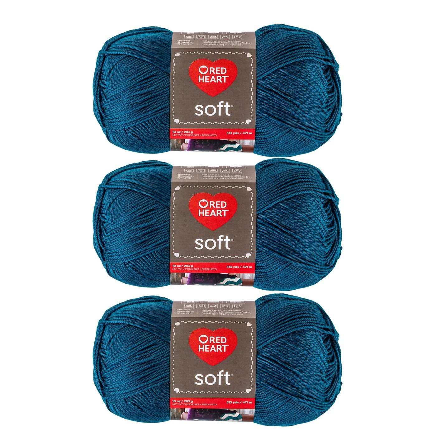 Red Heart Soft Teal Yarn 3 Pack of 283g10oz Acrylic 4 Medium Worsted 513 Yards KnittingCrochet