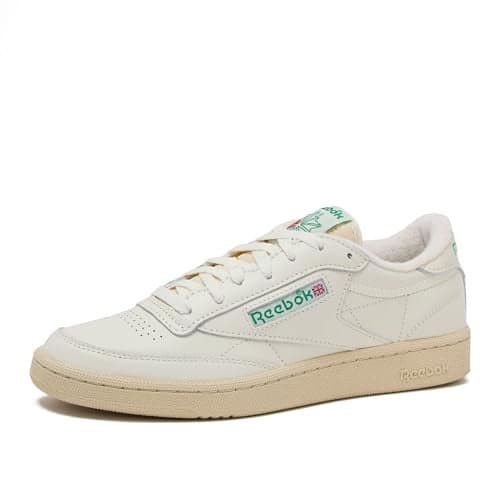 Reebok Club C Vintage Tennis Sneakers for Men, Casual White Mens Shoes, Size 7 to 15, Top-Chalk/Paperwhite/Glen Green, 12.5