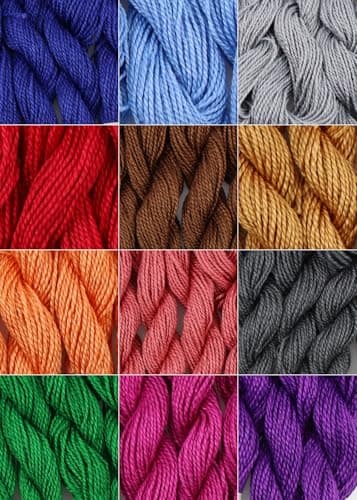 KCS 328 Yards300 Meters Mercerized Pearl Cotton Crochet Needlepoint ThreadSize 5 12 skeinsMixed Color 17